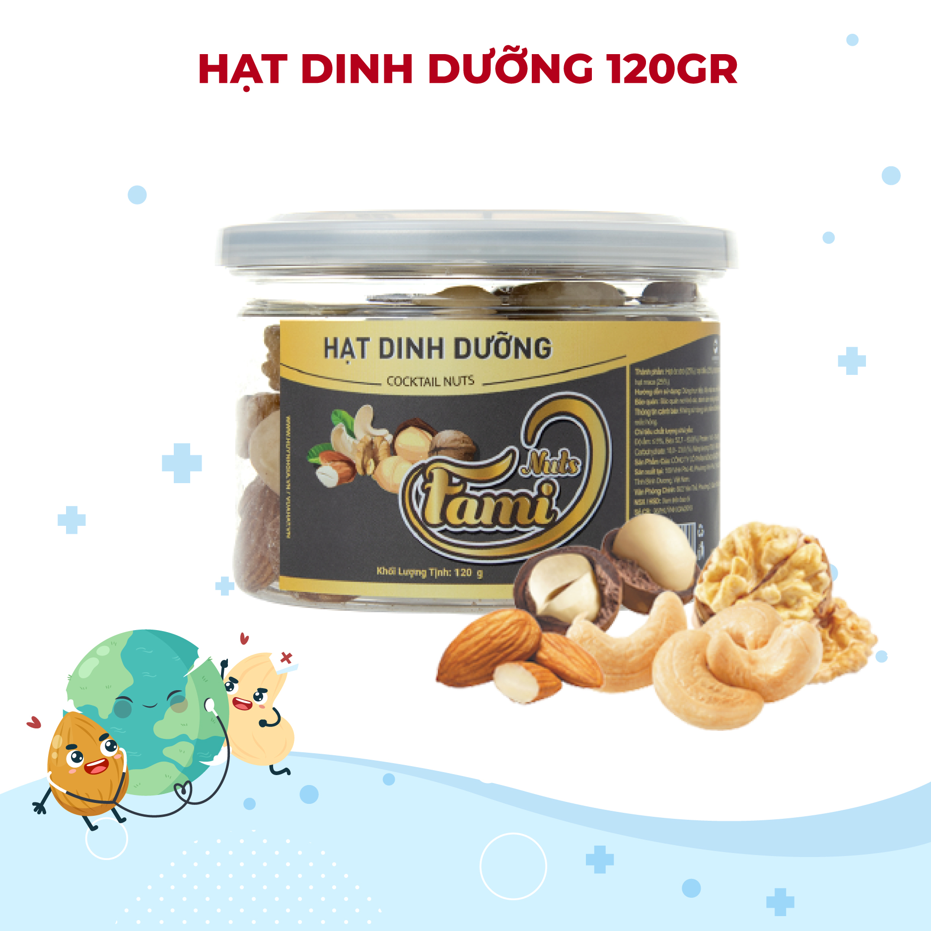 Mix 4 Hạt Dinh Dưỡng Nhập Khẩu - Hũ Nắp Nhôm 120g - Hạt Dinh Dưỡng Cao Cấp FAMINUTS
