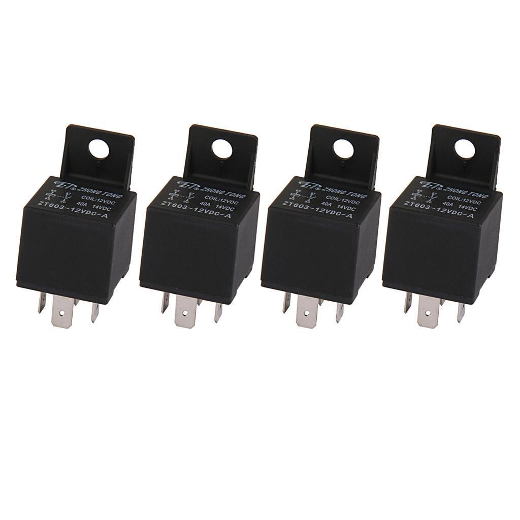 4pcs 12V 4 Pin 40A 40AMP Car Vehicle Relay Set Pump Light Universal