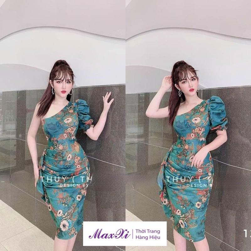 Đầm Body Nữ Chéo Vai Hoa Sang Chảnh