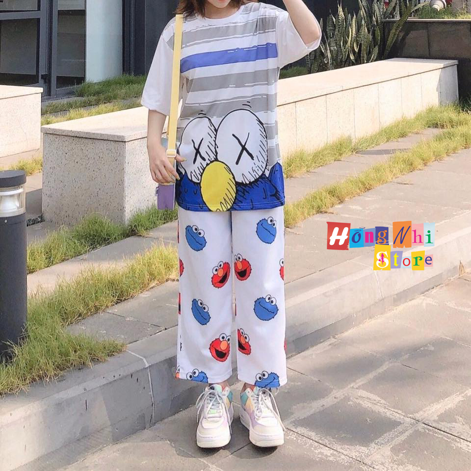 Quần Hoạt Hình Dài Ống Rộng Kawaii Cartoon Pant Oversize Ulzzang Unisex - MM