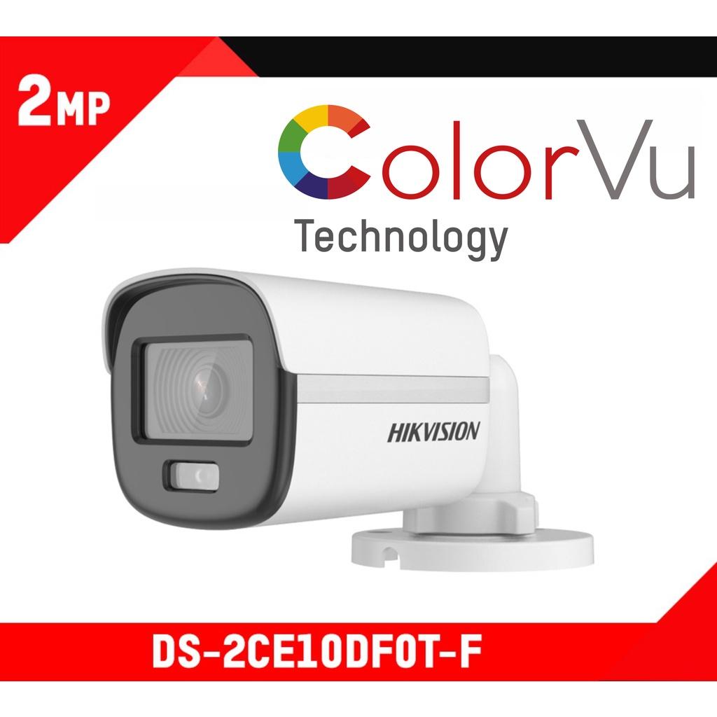 Camera HD-TVI ColorVu 2.0MP có màu ban đêm, thân trụ HIKVISION DS-2CE10DF0T-F, Hỗ trợ đèn sáng khi có báo động (Hàng chính hãng)