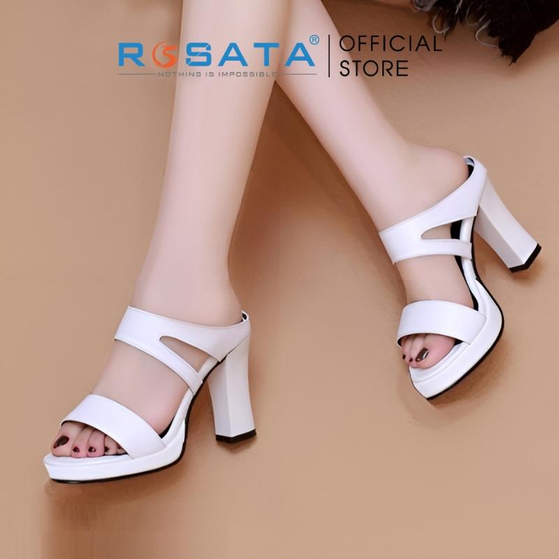 Giày cao gót nữ ROSATA RO336 xỏ ngón mũi tròn quai ngang gót trụ tròn cao 7cm xuất xứ Việt Nam