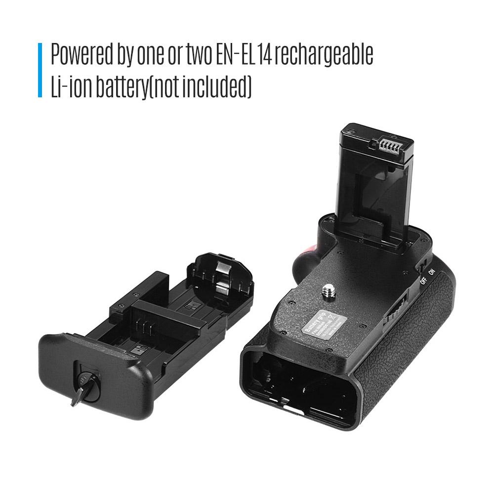 Giá đỡ kẹp pin dọc cho máy ảnh DSLR Nikon D5100 D5200 EN-EL 14 Pin được hỗ trợ điều khiển từ xa IR
