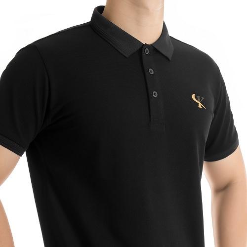 Áo polo nam in logo King Luxury bo gân cotton cá sấu cổ bẻ tay ngắn PL09