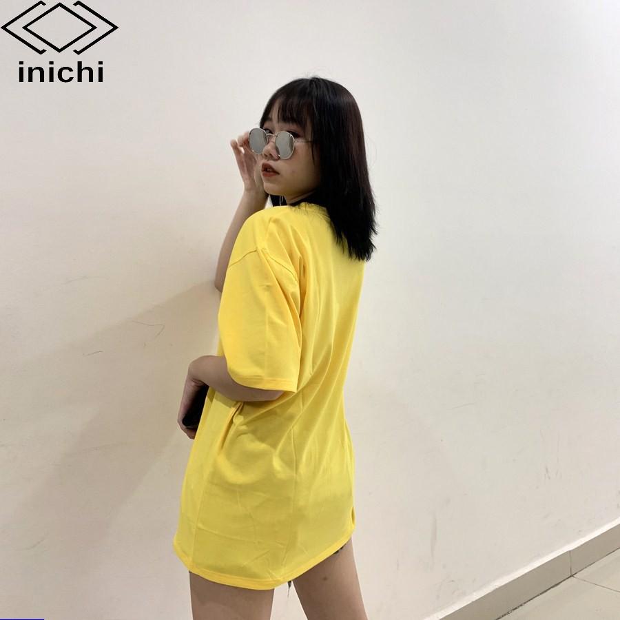 Áo thun unisex INICHI tay lỡ form rộng cá tính in hình quả dâu - IC610 màu vàng