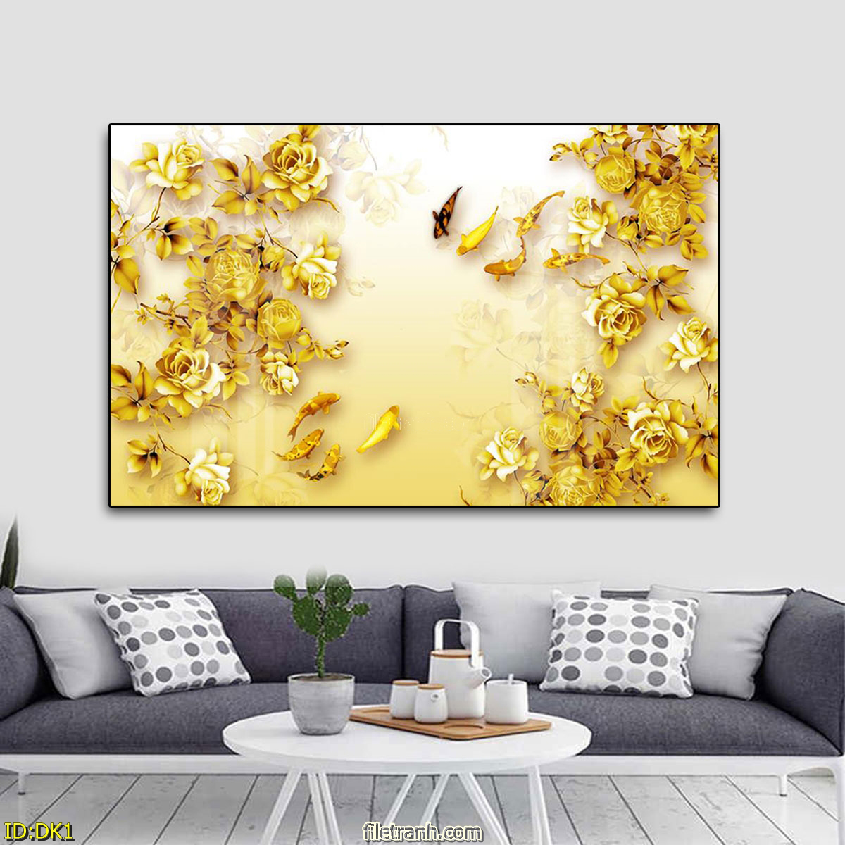 Tranh Hoa Điêu Khắc Gỗ Tuyệt Đẹp - Tranh Canvas Giá Rẻ Trang Trí Tường