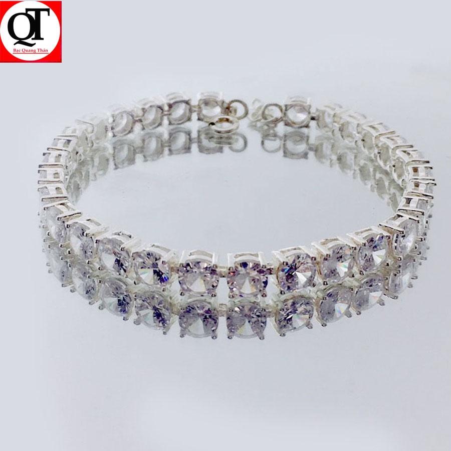 Lắc tay nữ thời trang chất liệu bạc S925 đính full đá Zircon cao cấp trang sức Bạc Quang Thản - QTVTNU25