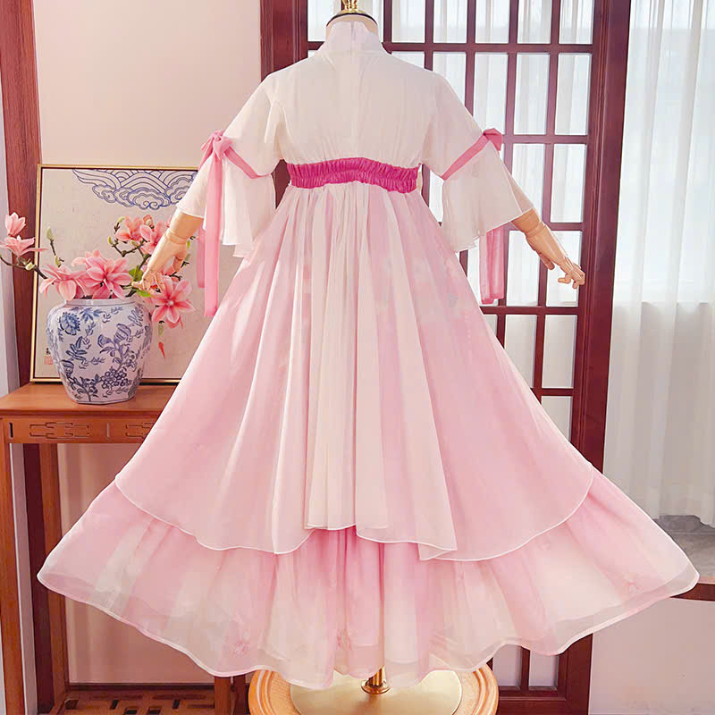 Đầm váy công chúa cổ trang hanfu thêu hoa cho bé gái diện lễ tết trung thu đẹp size 100-160 hàng Quảng Châu