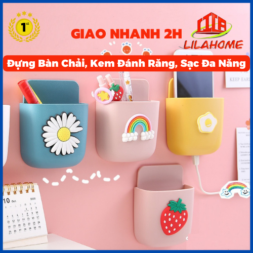 Đựng Bàn Chải, Kem Đánh Răng, Đựng Cáp Sạc, Đựng Đồ Đa Năng Dán Tường Tiện Dụng - Hàng Chính Hãng (Giao Màu Ngẫu Nhiên)