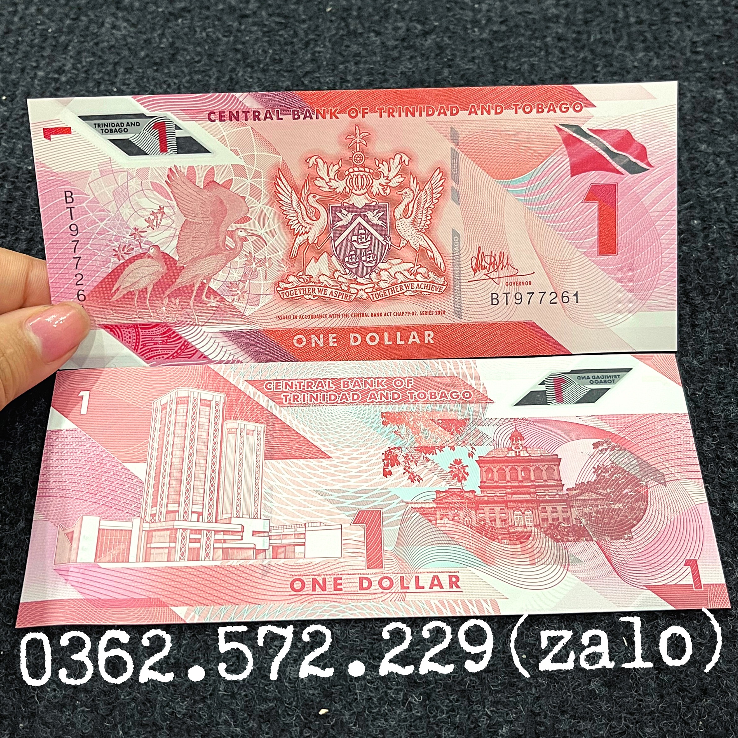 Combo 10 Tờ tiền Polymer 1 Dollar của Trinidad và Tobago - tiền Châu Mỹ , phiên bản mới nhất sưu tầm - Mới 100% kèm túi bảo quản