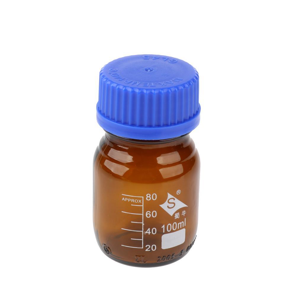 4XGraduated Round Glass Reagent Bottle With Scale Line Screw Cap 250ml+100mL