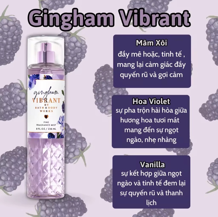 Body Mist Gingham Vibrant - Xịt Thơm Bath and Body Work Gingham Vibrant 236ml