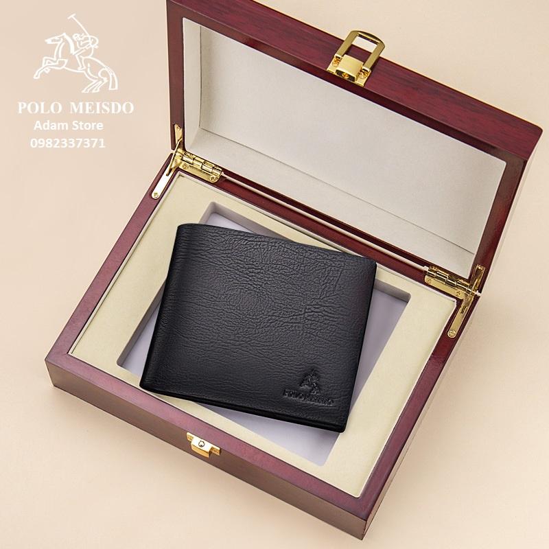 Ví Da Bò Nam Cao Cấp Hàng Hiệu POLO MEISDO Full Hộp Phù Hợp Làm Quà Biếu Tặng Sinh Nhật Bảo Hành 2 Năm