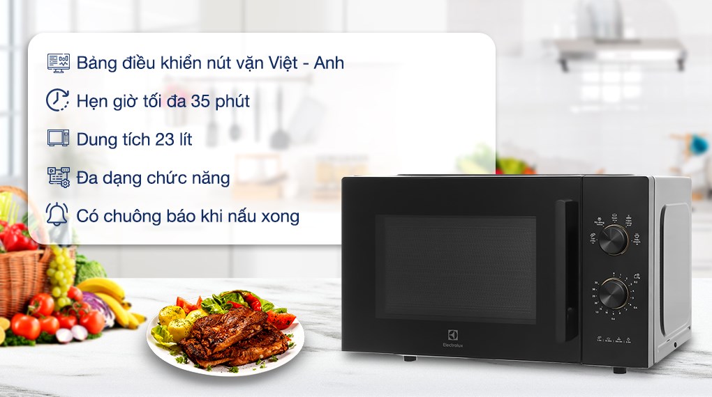 Lò vi sóng Electrolux 23 lít EMM23K22B - Hàng chính hãng