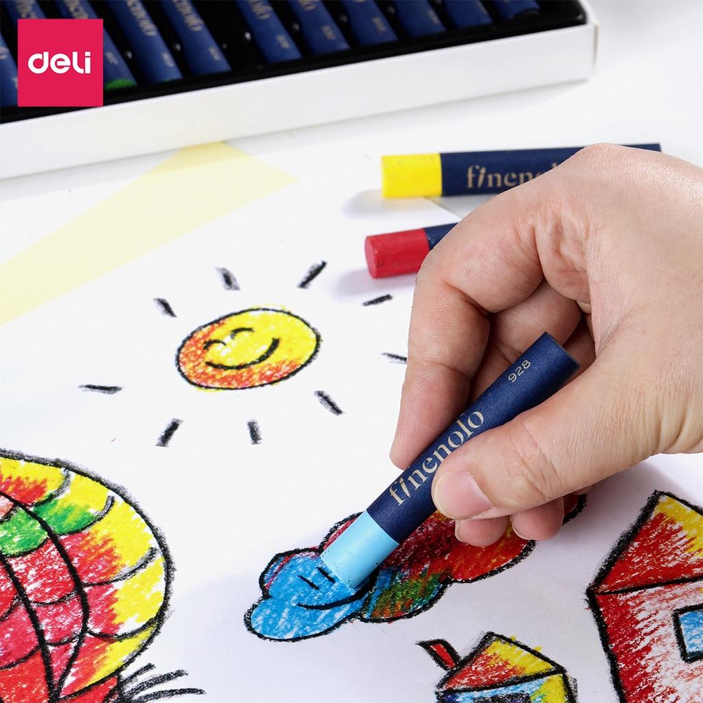 Bút Màu Sáp Dầu Chuyên Nghiệp Oil Pastels Phiên Bản Cao Cấp Finenolo Vẽ Tranh Tô Màu Học Sinh Deli - Hộp Giấy Hiện Đại Chất Mềm Mịn - EC212