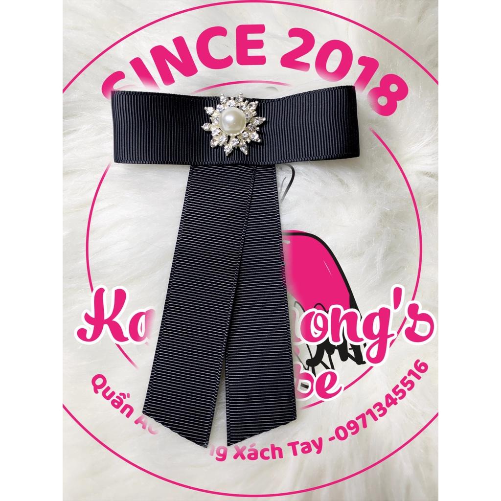 231. Tag/ nơ cài áo/cổ áo thanh lịch sang trọng trang nhã caro phối đen tinh tế có ghim cài tròn