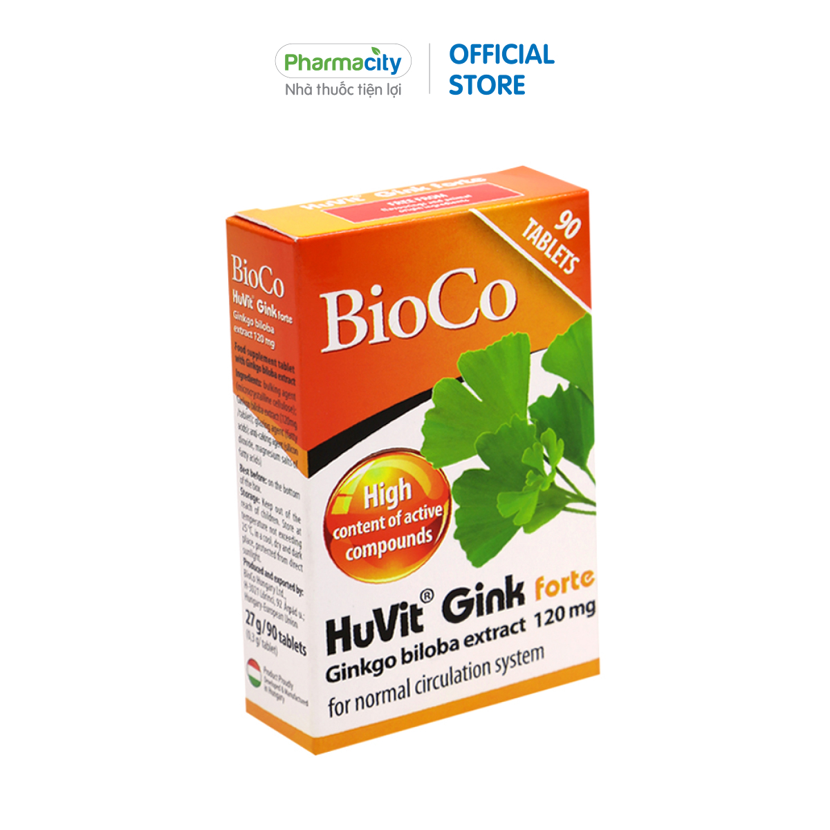 Viên uống bổ não chiết xuất cao bạch quả BioCo HuVit Gink Forte