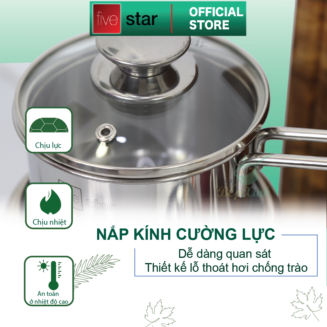 Quánh 3 đáy inox 430  Standard nắp kính bếp từ FSQ14001 (14cm)