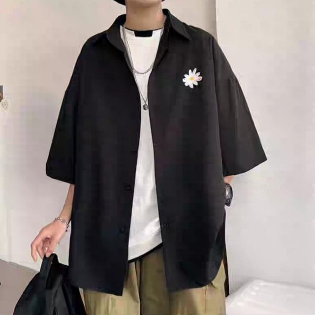 Áo khoác sơ mi hoa cúc Áo sơ mi unisex nam nữ form rộng khoác ngoài freesize