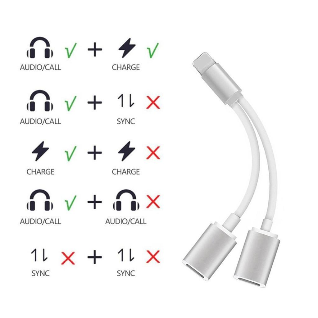 2 X Headphones Jack Charger & Audio Splitter Adapter for +Gold