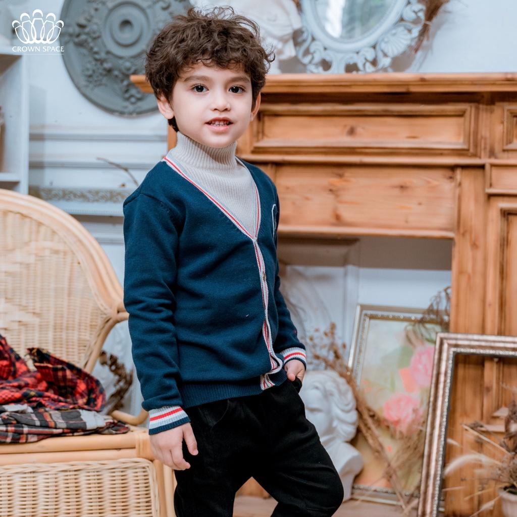 Áo Cardigan Bé Trai Cao Cấp Crown Space CKBL5411806 Chuẩn Soái Ca - Giữ Nhiệt Siêu Nhẹ Siêu Ấm - Size 19kg đến 24kg