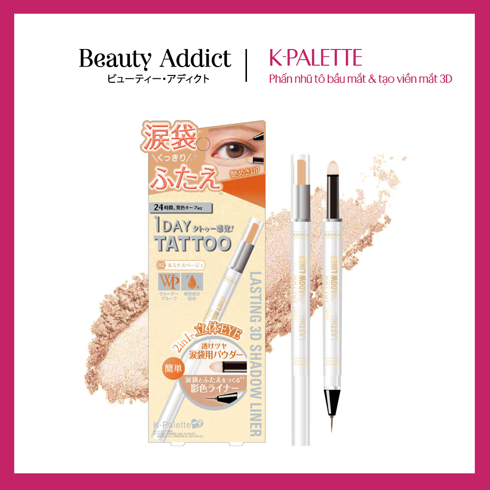 Bút Vẽ Tạo Khối Bọng Mắt, Bầu Mắt, Phấn Mắt 2 Đầu Nhật Bản K-Palette 3D Liner Ánh Nhũ, Bền Màu, Bám Lâu, Không Thấm Nước - 01 Màu Be Sáng