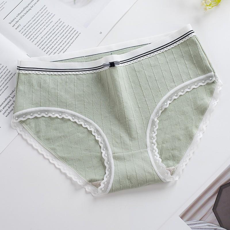 Quần lót cotton đính nơ viền ren