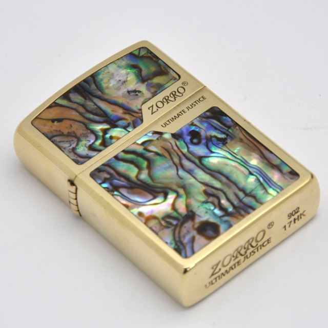 Vỏ Hột Quẹt Bật Lửa Xăng Đá Zorro Z91569 Họa Tiết Khảm Trai - Dùng Xăng Bấc Đá Cao Cấp
