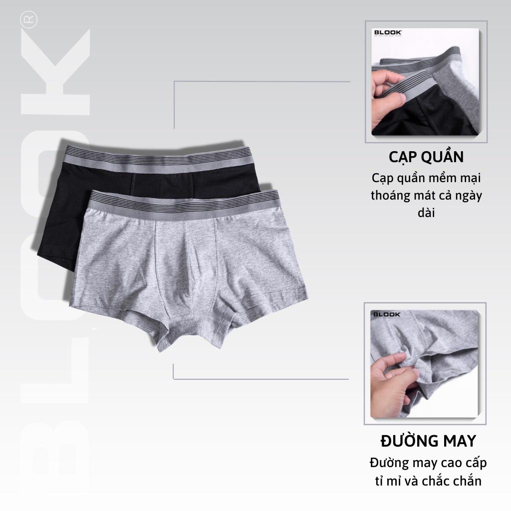 Combo 2 quần lót nam BOXER vải cotton tự nhiên 100% thoáng khí,co giãn cao cấp 79178 - BLOOK