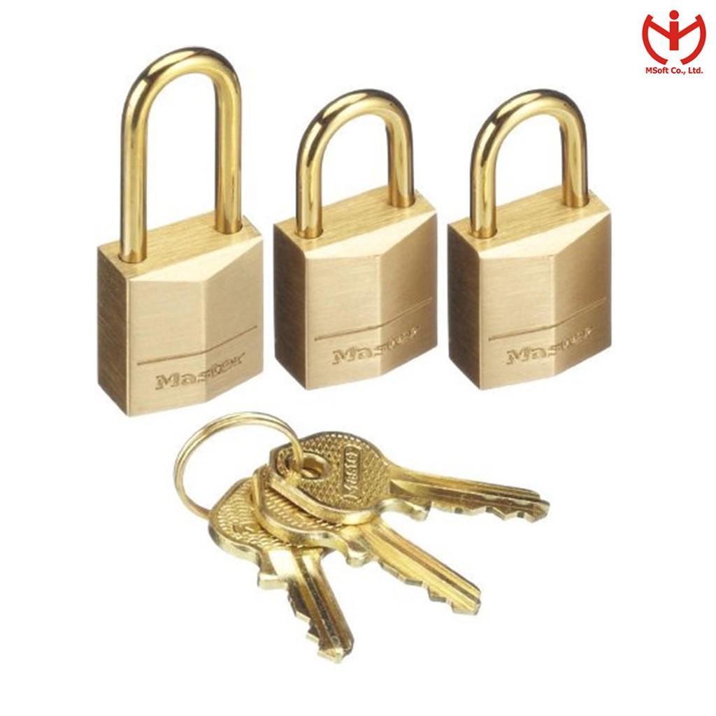 Bộ 3 ổ khóa vali Master Lock 3115 EURD thân đồng rộng 15mm dùng chung chìa - MSOFT