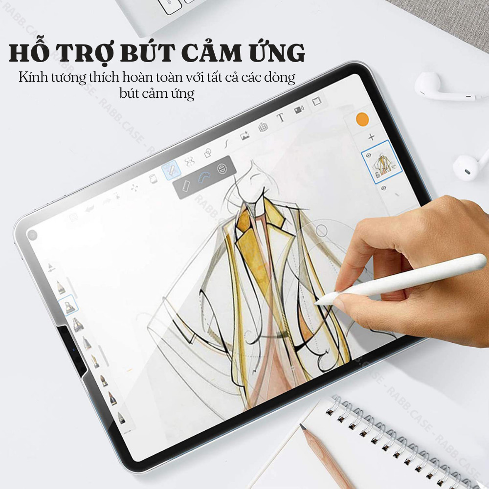 Kính cường lực dành cho iPad, kính viền cong 2.5D và Viền vuông, chịu lực rất tốt, khả năng xuyên sáng đến 99,5%, hạn chế bám vân tay và hạn chế lóa sáng