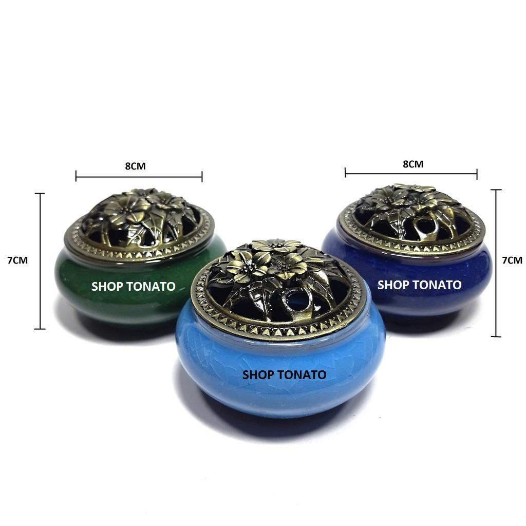 LƯ XÔNG TRẦM ĐỐT NHANG GỐM SỨ LHSU1 TẶNG 3 NỤ TRẦM,TẤM CÁCH NHIỆT CAO 7CM