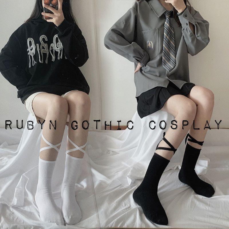 Tất cổ cao cột dây chéo phong cách lolita gothic ( hàng quảng châu