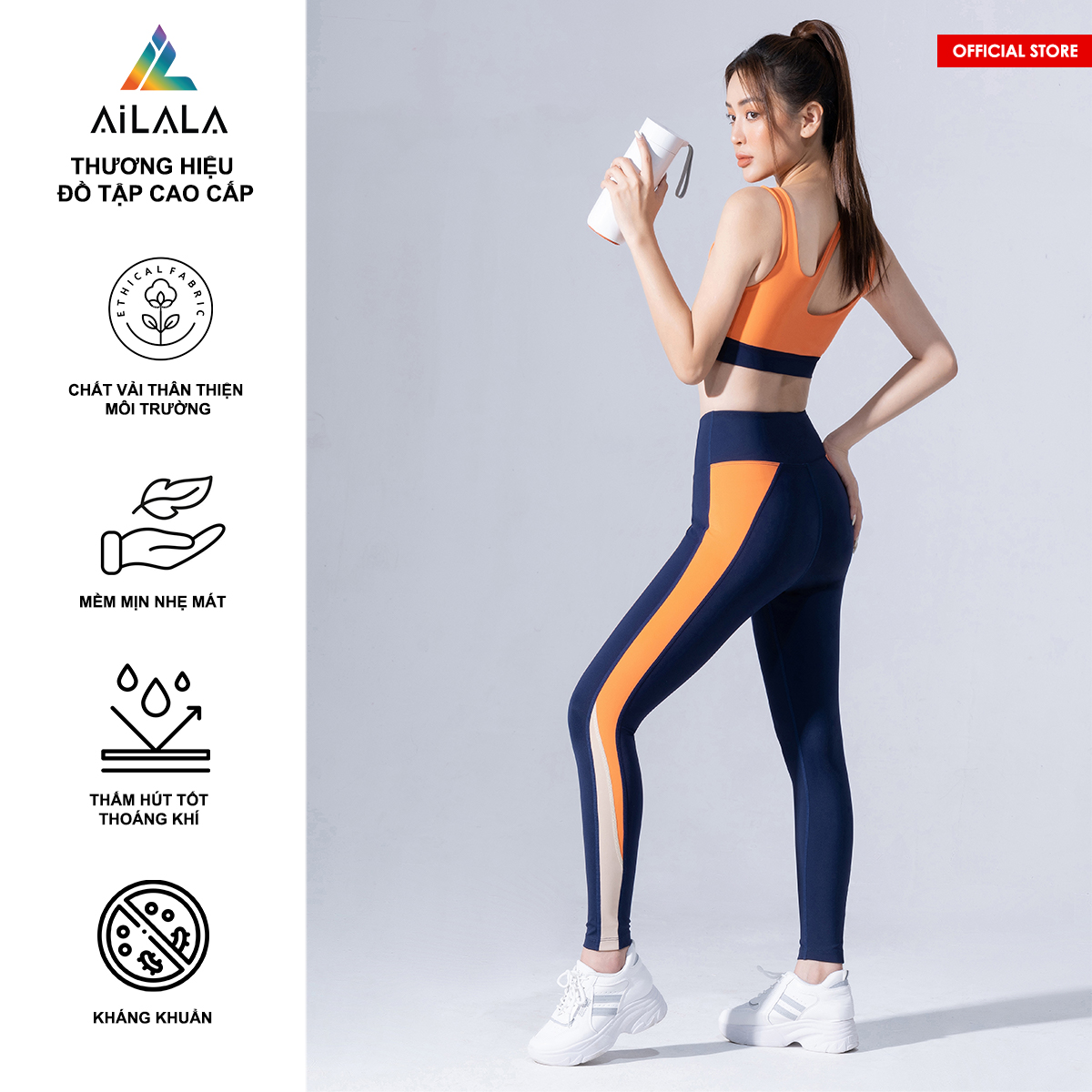 Bộ quần áo thể thao nữ AiLALA LUX49, Đồ tập Yoga Gym Pilates, chất vải Hi-tech cao cấp