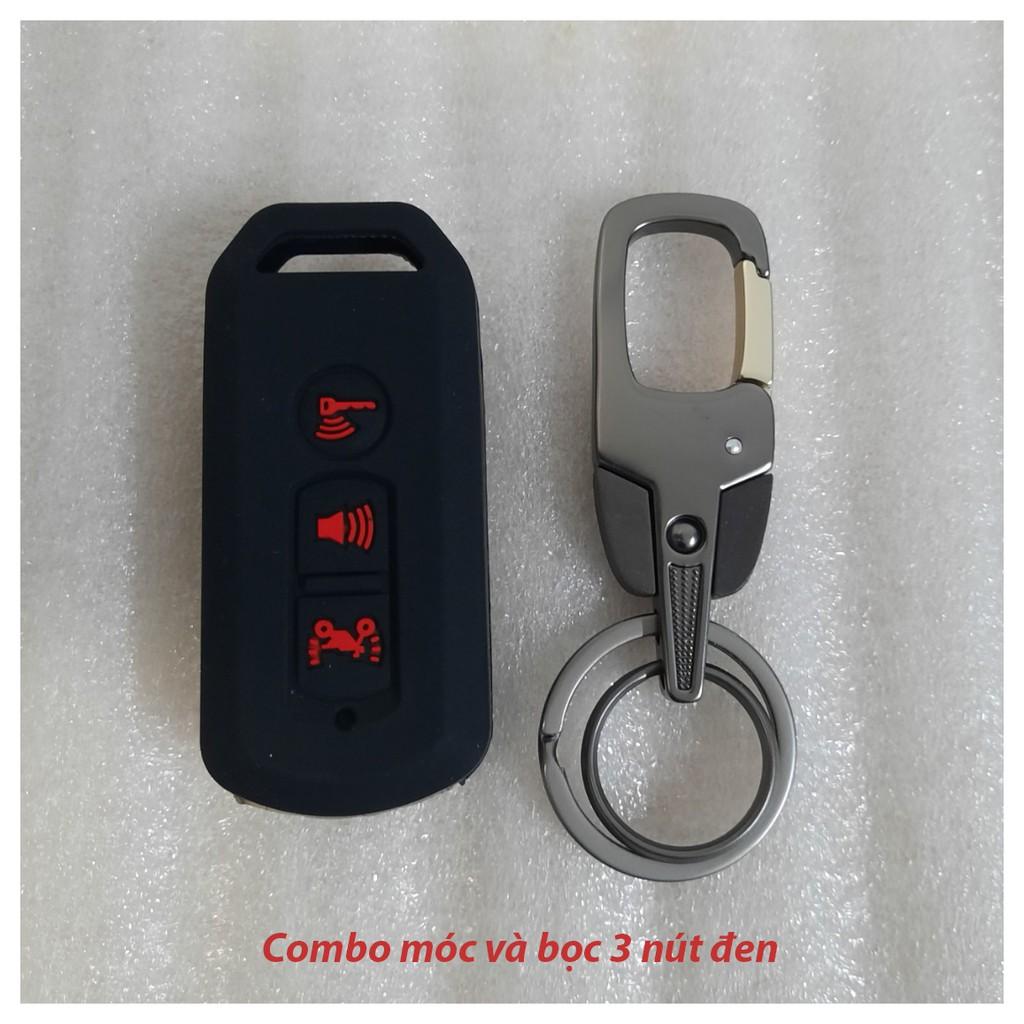 Combo Móc khóa và bọc khóa Silicon Smartkey SH, SHMode, PCX cũ 3 nút bấm đen