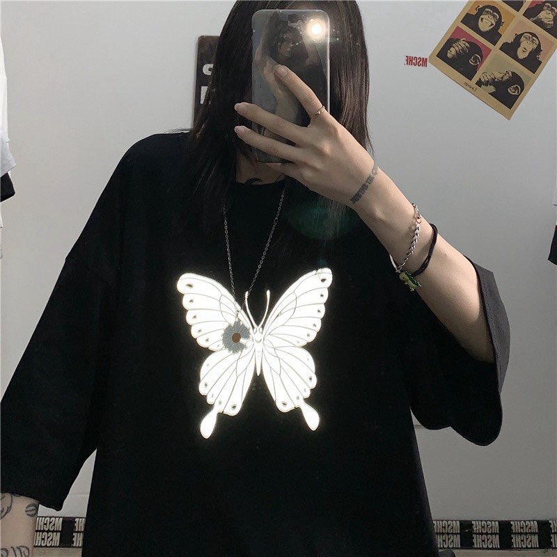Áo Thun Tay Lửng Phản Quang Cao Cấp,Tay Lỡ Form Rộng Unisex Nam Nữ - MM