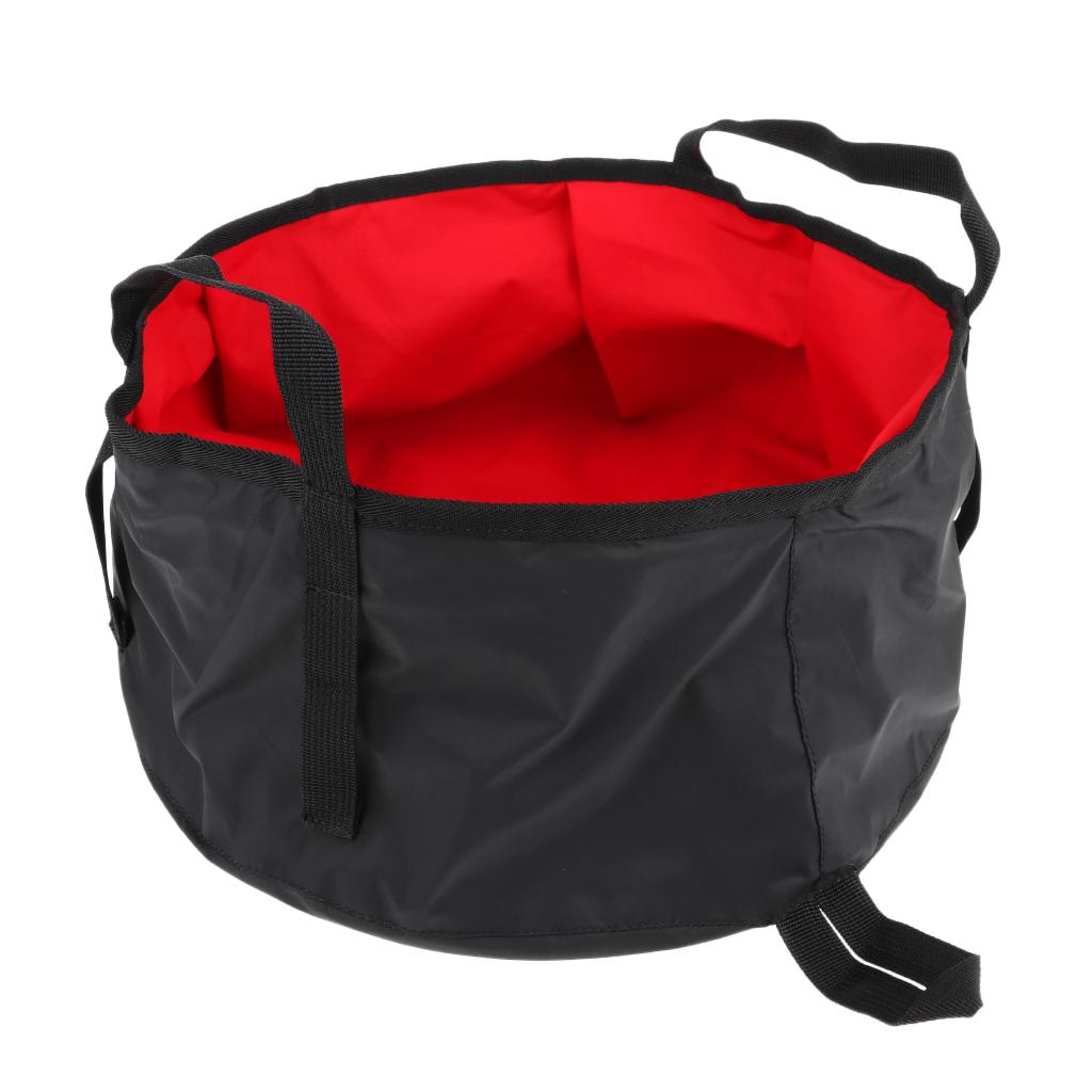 8L Camping Hiking Folding Wash Basin Bucket Travel Water Storage Bag red