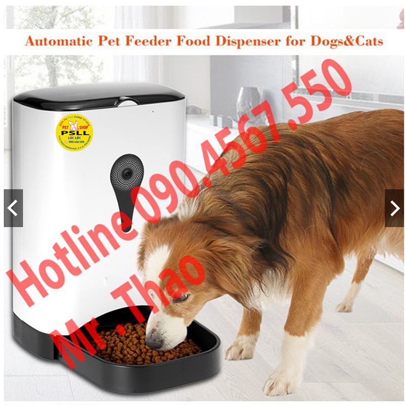Máy tự động cho Chó Mèo ăn, qua Điện Thoại 4G Wifi, có Camera, Pet Feeder . Hộp tự động rơi thức ăn