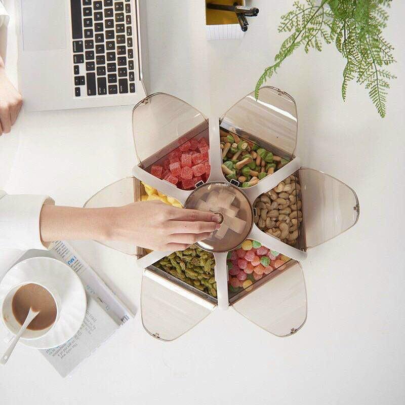 Khay mứt tếtKhay Đựng Bánh Kẹo 6 Cánh Hoa Tự Bung, Sang Chảnh, Lịch Sự, Mẫu Mới Nhất Tết 2021