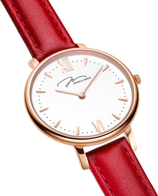 Đồng hồ đeo tay Nữ hiệu JONAS &amp; VERUS X00752-Q3.PPWLR, Máy Pin (Quartz), Kính sapphire chống trầy xước, Dây Da Italy