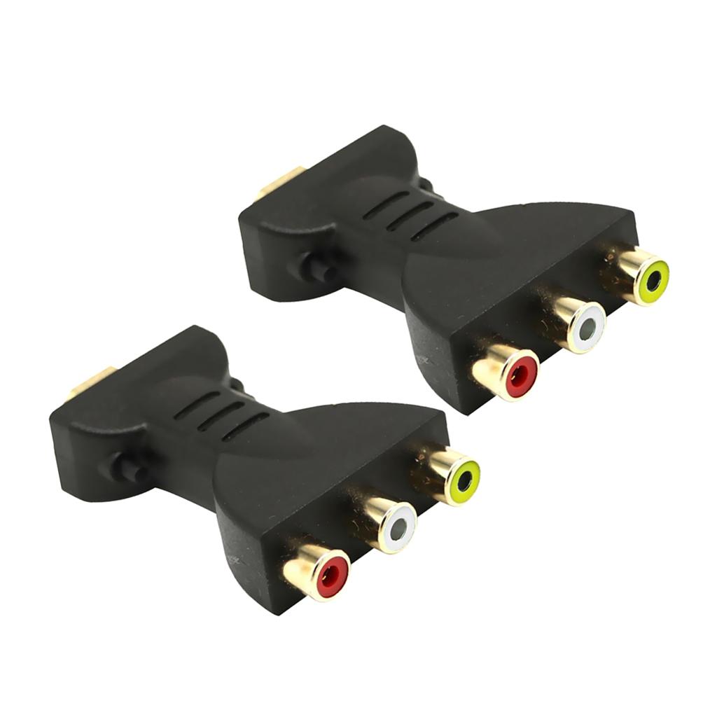 2pcs Male to 3 RCA Video Audio Adapter AV Converter for 1080P HDTV DVD