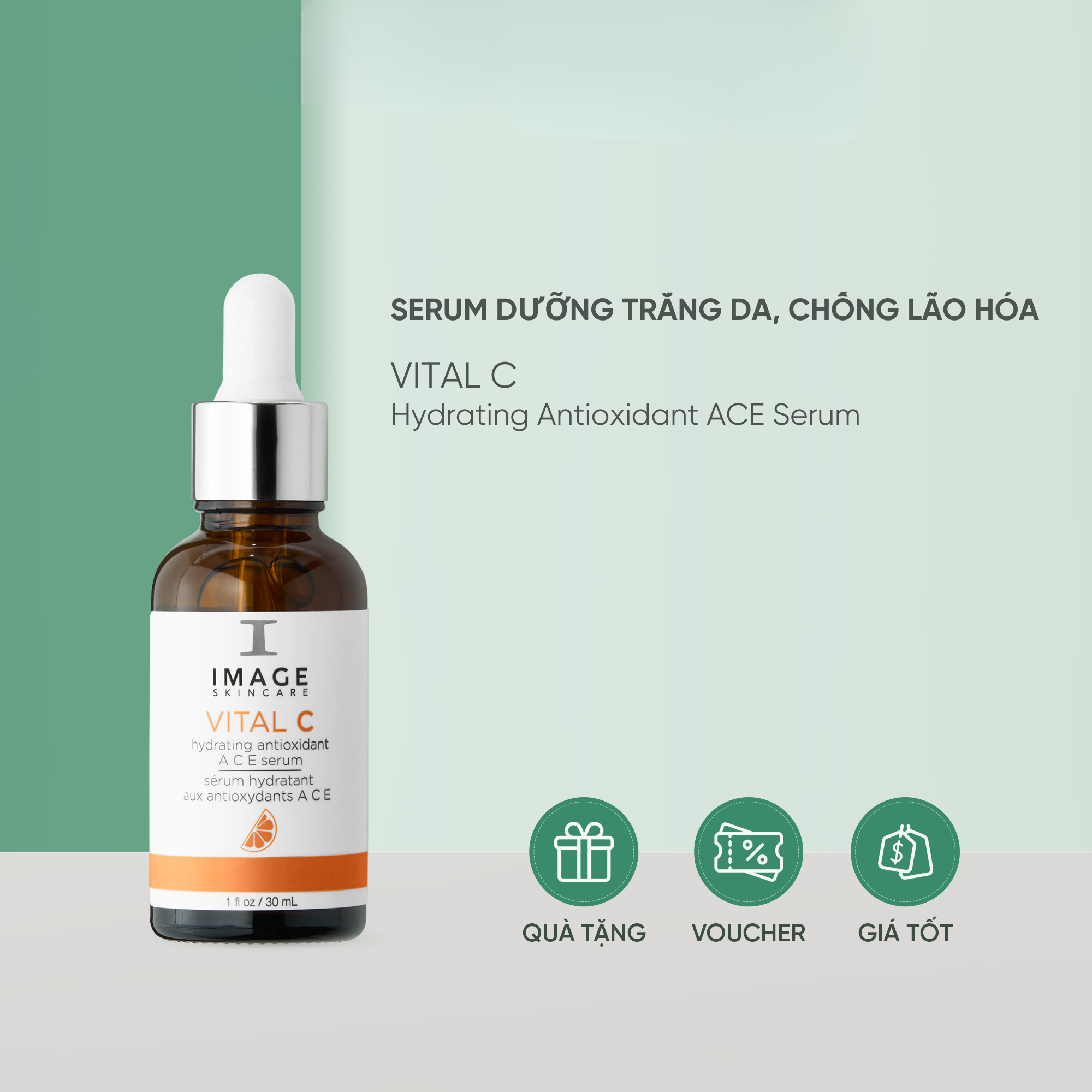 Tinh chất sáng da tăng sinh collagen và trẻ hóa da IMAGE SKINCARE Vital C Hydrating Antioxidant ACE Serum 30ml
