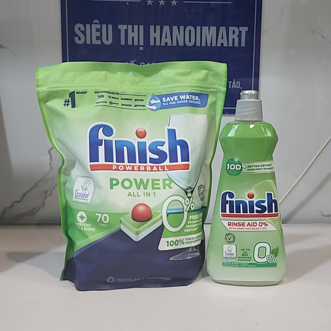 Combo Viên rửa bát Finish eco 70 viên + Nước làm bóng finish eco 400ml