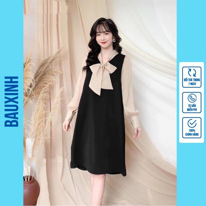 Váy bầu xinh - Váy bầu thời trang thiết kế chất lụa hàn freesize từ 45 đến 70kg