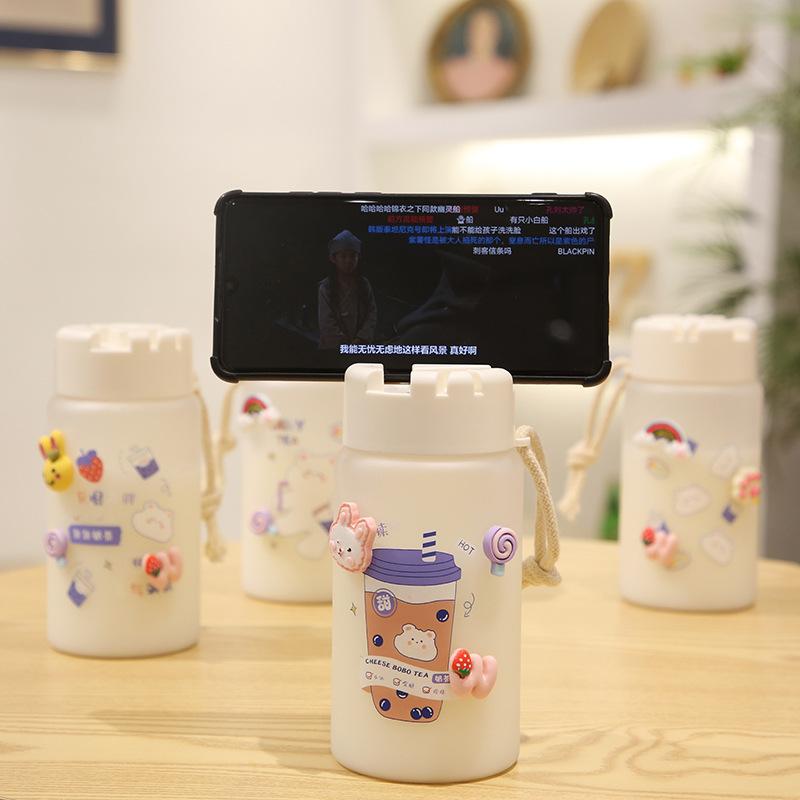 Bình Nước Dễ Thương Cô Gái Hoạt Hình Gấu Nhỏ 400ML Giáng Sinh Lễ Hội Tặng Không Chứa BPA Chống Rò Rỉ Sữa Hàn Quốc Mờ cốc - B-4, B-4