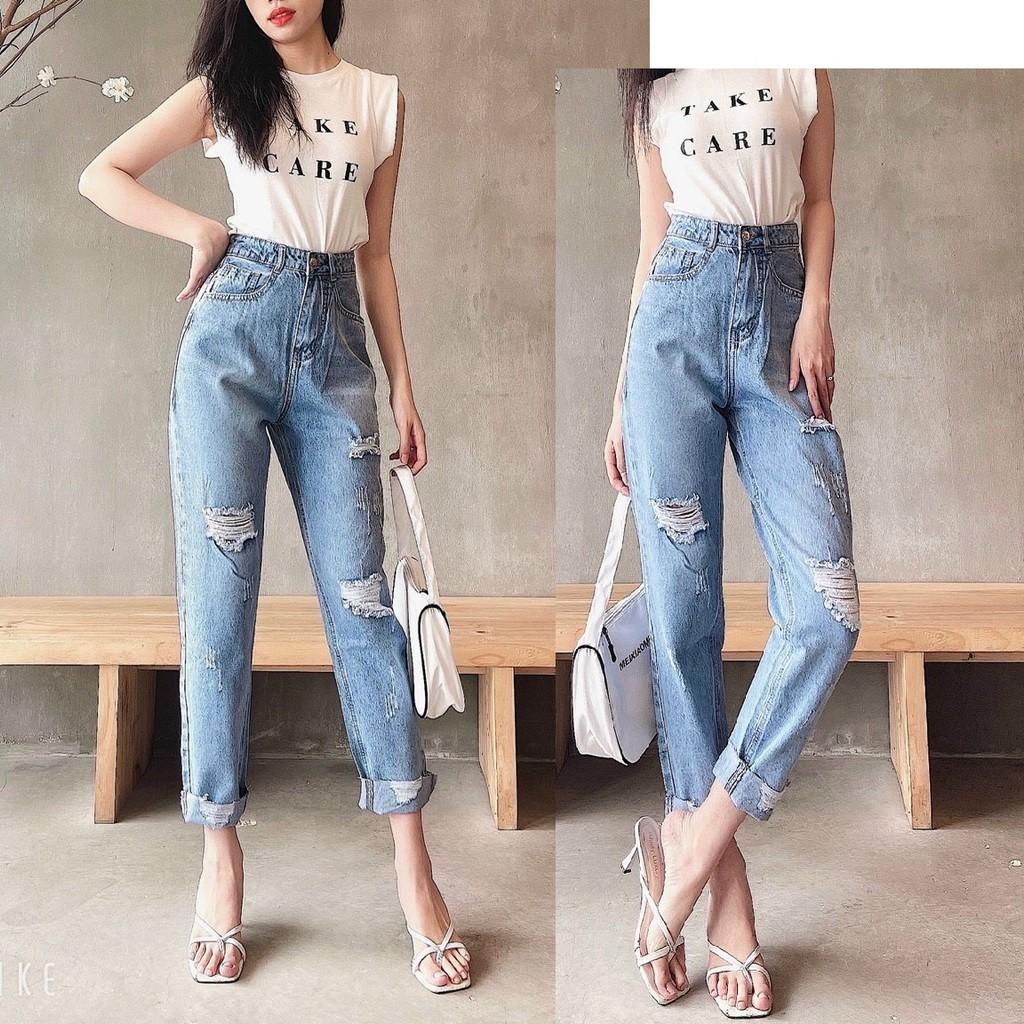 Quần jean baggy rách gối JBG5014
