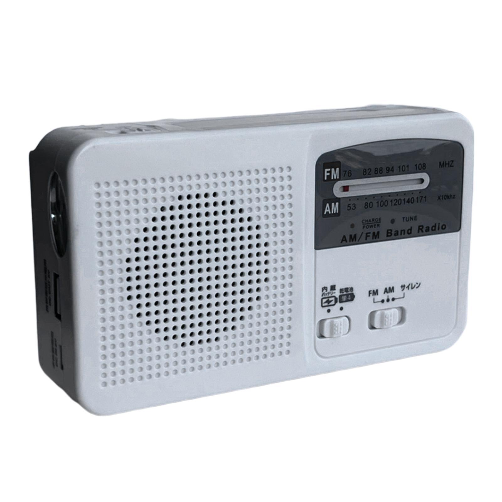 Powered Radio Solar Crank Battery AM/FM Radio White