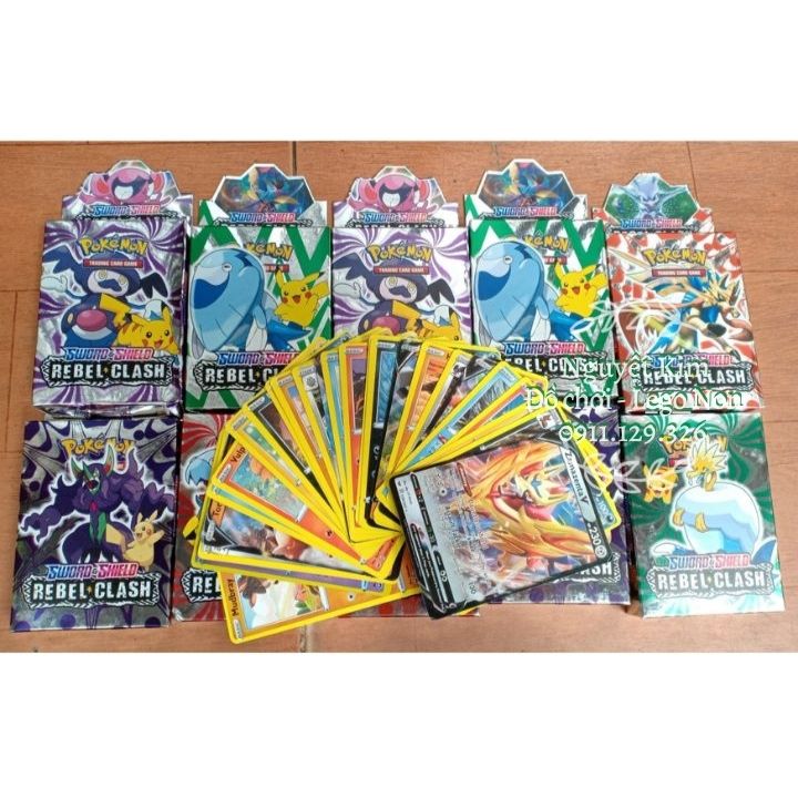 Combo 10 Hộp Thẻ Bài POKEMON Hộp Giấy ( 1 Hộp 25 Thẻ) Thẻ Thường Loại Đẹp