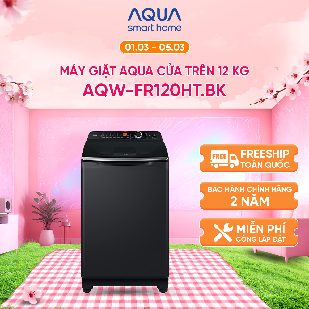 Máy giặt cửa trên Aqua 12KG AQW-FR120HT.BK - Bảo hành 2 năm - Hỗ trợ lắp đặt - Hàng chính hãng