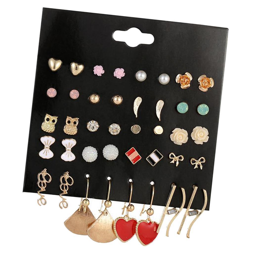 20 Pairs Earrings Stud Rhinestone Ear Drop Earrings Flower Earrings Stud
